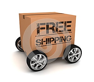 Free shipping cardboard box concept 3d illustration