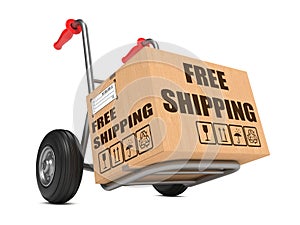 Free Shipping - Cardboard Box on Hand Truck.