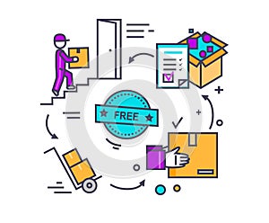 Free Shipping Concept Icon Flat Design