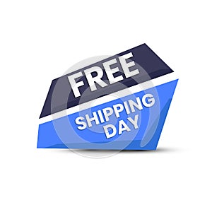Free shipping day vector illustration. Free delivery shipment background with abstract modern shape blue color