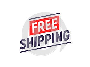 Free shipping delivery banner design. Truck product shipping promotion typography