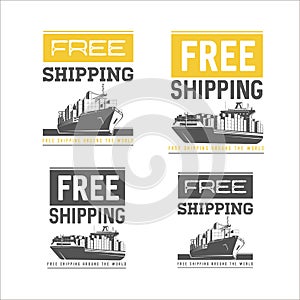 Free shipping design template. Shipping and international cargo shipping.