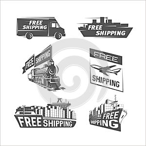 Free shipping design template. Shipping and international cargo shipping.