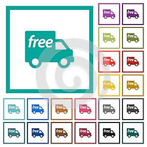 Free shipping flat color icons with quadrant frames photo