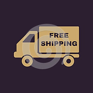 The free shipping icon. Delivery and transportation, transit symbol. Flat
