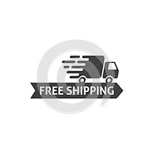 Free shipping icon vector isolated, flat cartoon free delivery badge photo