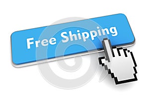 free shipping push button concept 3d illustration