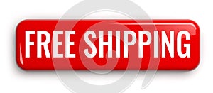 Free Shipping Red Button Isolated on White