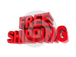 Free Shipping - Red Text Isolated on White.