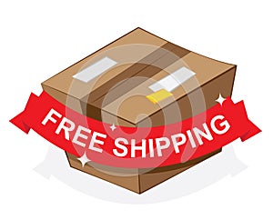 Free shipping ribbon on carton box