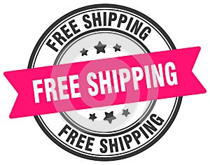 free shipping stamp. free shipping label on transparent background. round sign