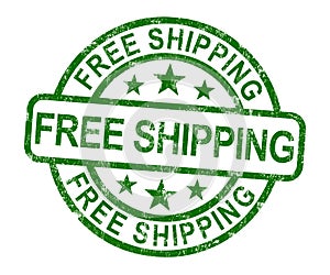 Free Shipping Stamp Showing No Charge Or Gratis To Deliver photo