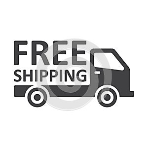 Free shipping truck on white background