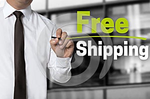 Free shipping will be written by businessman background concept