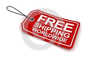 Free shipping worldwide tag, 3d render