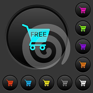 Free shopping cart dark push buttons with color icons