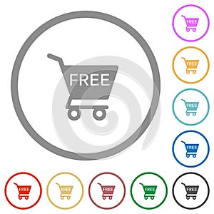 Free shopping cart flat icons with outlines