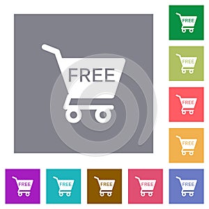 Free shopping cart square flat icons