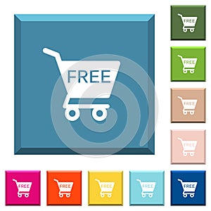 Free shopping cart white icons on edged square buttons