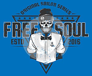 Free soul sailor style design of print for T Shirts