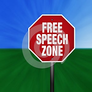 Free Speech Zone Stop Sign