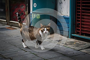 Free spirited cats roam streets independently, embodying urban resilience