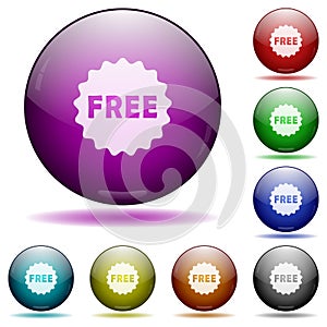 Free sticker icon in glass sphere buttons