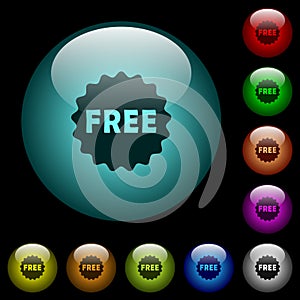 Free sticker icons in color illuminated glass buttons