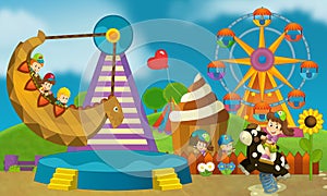 Free time - children at playground - illustration for the children