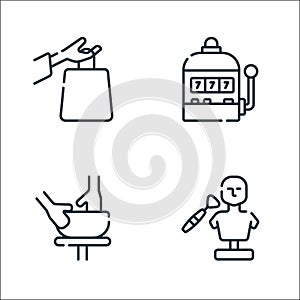 free time line icons. linear set. quality vector line set such as sculpt, pottery, gambling