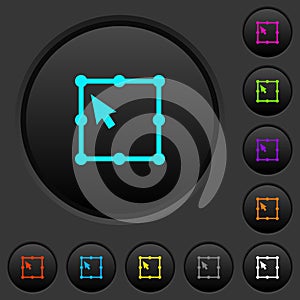 Free transform object dark push buttons with color icons