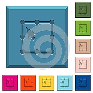 Free transform object engraved icons on edged square buttons photo
