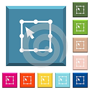 Free transform object white icons on edged square buttons photo