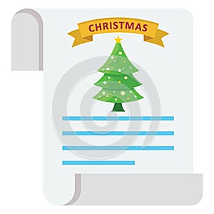 Free tree on sheet, christmas papers Color Vector icon which can be easily modified or edit