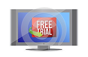 Free trial arrow label on screen