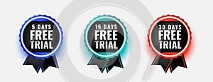 Free trial badge stamps for 5 10 and 30 days