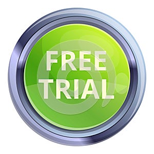 Free trial circle button icon, cartoon style