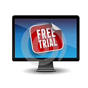 Free trial label on screen