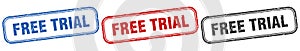 free trial square isolated sign set. free trial stamp.