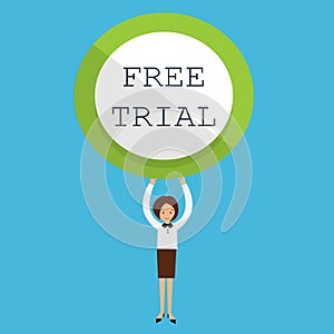 Free trial woman holding sign vector illustration