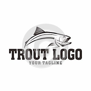 Free trout fishing logo design vector