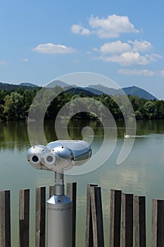 Free-use binoculars or tower viewer for tourists