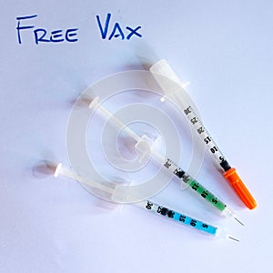 Free vax, three syringes with vaccine