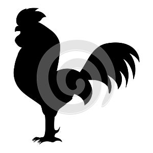 Free Vector. Chicken Rooster Farm Animals. Farm Bird. Black Bird Silhouette Against White Background No Sky.