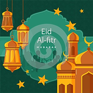 Free vector eid al-fitr - hari raya aidilfitri illustration