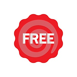 Free vector icon. Red badge sticker illustration sign. Promotion and advertising.