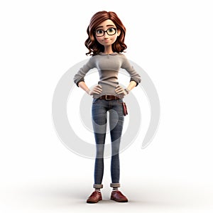Cartoon Girl In Glasses: Photorealistic 3d Character Design photo