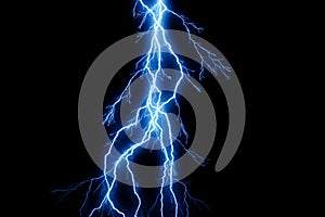 Free Vector Lightning Thunder Bolts: Realistic Blue and Yellow Lightning Strikes on Black Background