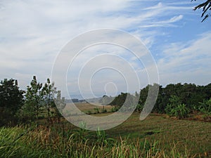 Free view of forest, river, mountain, sky in public and open area of Subang Regency