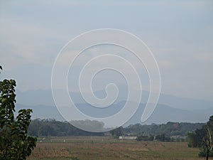 Free view of forest, river, mountain, sky in public and open area of Subang Regency